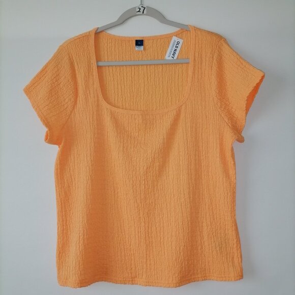 NWT Old Navy Womens Yellow Short Sleeve Square Neck Fitted T-Shirt Size XL - Picture 1 of 7